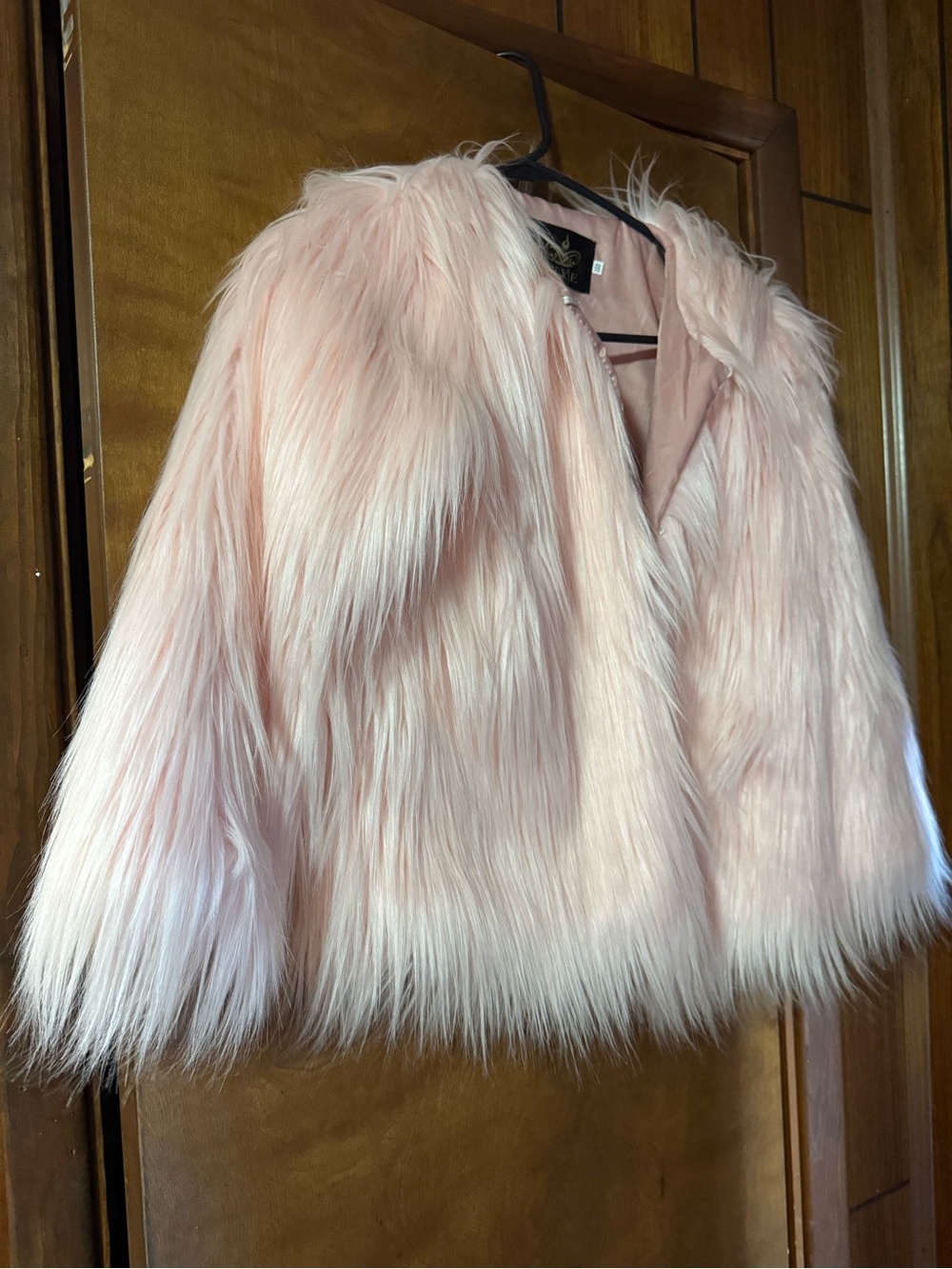 Women's Blush Pink Faux Fur Coat - Luxe Vegan Jacket